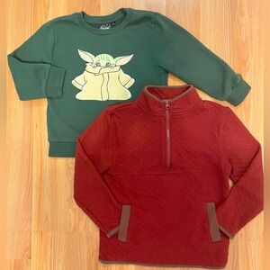 🌌 STAR WARS BABY YODA SWEATSHIRT AND MAROON PULLOVER SWEATER SIZE 4/5 BOYS WARM